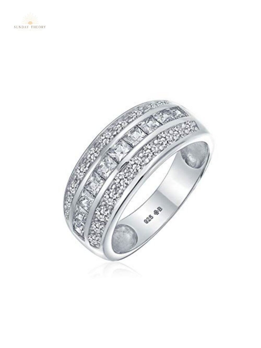 Art Deco CZ Cocktail Wedding Band Ring .925 Sterling Silver